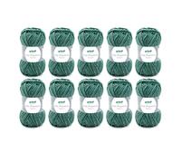 Gründl Wolle Lisa Premium Jeans Strickgarn 10 x 50 g, Flaschengrün | Garn zum Stricken mit Farbverlauf - Häkelgarn - Weich und hautfreundlich - 100 % Polyacryl 50 g / 133 m - Nadelstärke 3,5-4,5