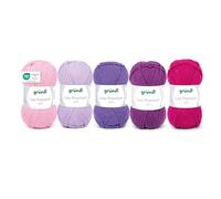 Gründl Wolle Lisa Premium uni 5 x 50 g - Wolle zum Stricken - Wolle zum Häkeln - 100% Polyacryl - Weich und Pflegeleicht -Rosa-Flieder-Lila-Fuchsia