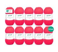 Gründl Lisa Premium Uni Strick- & Häkelgarn (weicher und wollartiger Charakter, pflegeleichtes Strickgarn aus 100% Polyacryl, Nadelstärke: 3,5 - 4,5) 10 x 50g, Neonkoralle