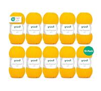 Gründl Lisa Premium Uni Strick- & Häkelgarn (weicher und wollartiger Charakter, pflegeleichtes waschbares Strickgarn aus 100% Polyacryl, 50 g/ 133 m, Nadelstärke: 3,5 - 4,5, 10 Knäuel ), Gelb
