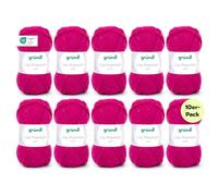 Gründl Wolle Lisa Premium uni Strickgarn 10 x 50 g, Fuchsia | Garn zum Stricken - Häkelgarn - Weich und hautfreundlich - 100 % Polyacryl - Nadelstärke 3,5- 4,5