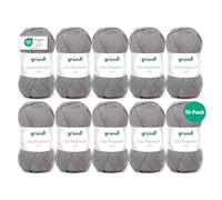 Gründl Lisa Premium Uni Strick- & Häkelgarn (weicher und wollartiger Charakter, pflegeleichtes Strickgarn aus 100% Polyacryl, 50 g/ 133 m, Nadelstärke: 3,5 - 4,5, 10 Knäuel á 50 g), Kieselgrau