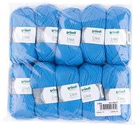 Gründl Wolle Lisa Premium uni Strickgarn 10 x 50 g, Mittelblau | Garn zum Stricken - Häkelgarn - Weich und hautfreundlich - 100 % Polyacryl - Nadelstärke 3,5- 4,5