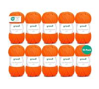 Gründl Wolle Lisa Premium uni Strickgarn 10 x 50 g, Neonorange | Garn zum Stricken - Häkelgarn - Weich und hautfreundlich - 100 % Polyacryl - Nadelstärke 3,5- 4,5