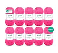 Gründl Wolle Lisa Premium uni Strickgarn 10 x 50 g, Neonpink