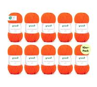 Gründl Wolle Lisa Premium uni Strickgarn 10 x 50 g, Orange | Garn zum Stricken - Häkelgarn - Weich und hautfreundlich - 100 % Polyacryl - Nadelstärke 3,5- 4,5