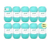 Gründl Wolle Lisa Premium uni Strickgarn 10 x 50 g, Pasteltürkis | Garn zum Stricken - Häkelgarn - Weich und hautfreundlich - 100 % Polyacryl - Nadelstärke 3,5- 4,5