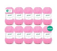 Gründl Wolle Lisa Premium uni Strickgarn 10 x 50 g, Rosa | Garn zum Stricken - Häkelgarn - Weich und hautfreundlich - 100 % Polyacryl - Nadelstärke 3,5- 4,5