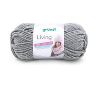 Gründl Wolle Living 1 Knäuel 100 g, Mittelgrau | Strick- und Häkelgarn - waschbares Garn - 80 % Polyacryl, 20 % Polyamid - 100 g / 100 m - Nadelstärke 8-9