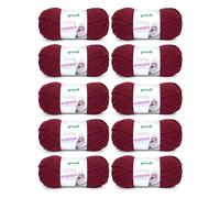 Gründl Wolle Living - Dicke Wolle zum Häkeln und Stricken - Winterwolle - Weich und wärmend - 80% Polyacryl, 20% Polyamid - 10 Knäuel 100 g / 100 m - Nadelstärke 8-9 - weinrot