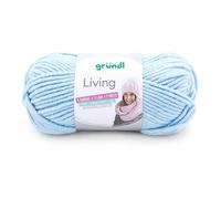 Gründl Wolle Living (Strick- und Häkelgarn, waschbares Garn aus 80% Polyacryl und 20% Polyamid, 100 g / 100 m, Nadelstärke: 8-9, 1 x 100 g), Blau
