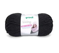 Gründl Wolle Living (Strick- und Häkelgarn, waschbares Garn aus 80% Polyacryl und 20% Polyamid, 100 g / 100 m, Fb. 12 schwarz