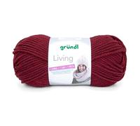 Gründl Wolle Living (Strick- und Häkelgarn, waschbares Garn aus 80% Polyacryl und 20% Polyamid, 100 g / 100 m, Fb. 10 weinrot