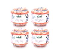 Gründl Lolly Pop Häkel- und Strickgarn (Wollähnliches und waschbares Universalgarn 100 % Polyacryl, 150 g / 240 m, Nadelstärke: 5 - 6, 4 x 150 g), manderine-orange-zinn-weiß color
