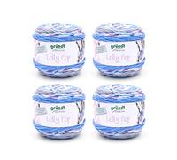 Gründl Lolly Pop Häkel- und Strickgarn (Wollähnliches und waschbares Universalgarn 100% Polyacryl, 150 g / 240 m, Nadelstärke: 5-6, 4 x 150 g), himmelblau-zinn-weiß color