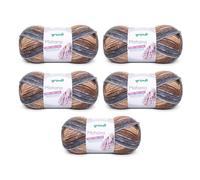 Gründl Wolle Mohanna Strick- und Häkelgarn aus 90% Polyacryl, 10% Mohair, 5 x 100 g, dicke Wolle, grau-camel-braun