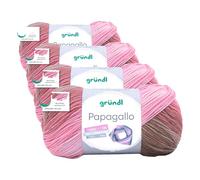 Gründl Wolle Papagallo - Weiche Wolle mit Farbverlauf zum Häkeln und Stricken - Farbverlaufsgarn für 1 Tube - 100% Polyacryl - 1 Knäuel 100 g / 360 m - Nadelstärke 3,5-4,5 - rosa-oliv (Packung mit 4)