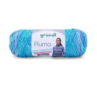 Gründl Wolle Piuma, Häkelwolle blau, Baumwollmischgarn, Strickgarn mit Farbverlauf, 100g, Nadelstärke 5 bis 6 mm (06)