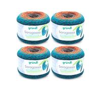 Gründl Wolle Saragossa (weiches Farbverlaufsgarn aus 50% Baumwolle und 50% Polyacryl, 250 g / 1000 m, Nadelstärke: 3 mm - 4 mm, 4 x 250 g), Sonnenuntergang Farbe