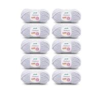 Gründl Shetland Wolle (modisches und weiches Strickgarn aus 80% Polyacryl und 20% Wolle, 100 g / 170 m, Nadelstärke: 7 - 8, 10 x 100 g), Hellgrau Melange, 55 x 40 x 10 cm