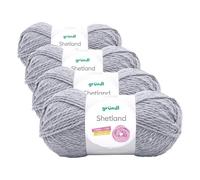 Gründl Wolle Shetland - Dicke Wolle zum Häkeln und Stricken - Winterwolle - Weich und wärmend - 80% Polyacryl, 20% Wolle - 1 Knäuel 100 g / 170 m - Nadelstärke 7-8 - Grau (Packung mit 4)