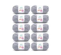 Gründl Shetland Wolle (modisches und weiches Strickgarn aus 80% Polyacryl und 20% Wolle, 100 g / 170 m, Nadelstärke: 7 - 8, 10 x 100 g), Grau, 55 x 40 x 10 cm