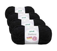 Gründl Wolle Shetland - Dicke Wolle zum Häkeln und Stricken - Winterwolle - Weich und wärmend - 80% Polyacryl, 20% Wolle - 1 Knäuel 100 g / 170 m - Nadelstärke 7-8 - Schwarz (Packung mit 4)