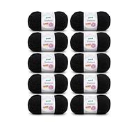 Gründl Shetland Wolle (modisches und weiches Strickgarn aus 80% Polyacryl und 20% Wolle, 100 g / 170 m, Nadelstärke: 7-8, 10 x 100 g), Schwarz