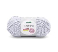 Gründl Wolle Shetland - Dicke Wolle zum Häkeln und Stricken - Winterwolle - Weich und wärmend - 80% Polyacryl, 20% Wolle - 1 Knäuel 100 g / 170 m - Nadelstärke 7-8 - Hellgrau