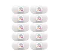 Gründl Shetland Wolle (modisches und weiches Strickgarn aus 80% Polyacryl und 20% Wolle, 100 g / 170 m, Nadelstärke: 7 - 8, 10 x 100 g), Weiß, 55 x 40 x 10 cm