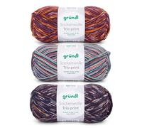 Gründl Wolle Sockenwolle Trio - Strickgarn für 3 Paar Socken - Strapazierfähig und hautfreundlich - 75% Schurwolle, 25% Polyamid - 3 Knäuel 100 g / 420 m - Nadelstärke 2,5-3 - violett aqua orange