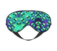 Grüne Alien-Augenmaske, Verdunkelungs-Augenmaske, Unisex, Schlaf-Augenabdeckungen mit verstellbaren Trägern, Reise-Augenmaske