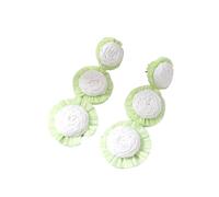 Grüne Baumelnde Tropfenohrringe für Frauen Drei Blumen Sommer Handgefertigt Geflochten Rattan Raffia Bohemia Strand Urlaub Statement Ohrringe Festival Accessoires