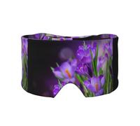 Grüne Blätter und lila Blumen gedruckt, Vollständige Augenabdeckungen, lichtblockierende Augenmaske, Schlafaugen- und Ohrenschützer