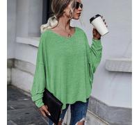 Grüne Damen Schulterfreies Langarm-T-Shirt XXL Legeres Blusentop