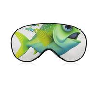 Grüne Fischaugenmaske, seitliche Schlafmaske, leichte Augenbinde, Schlafmaske, Nasenpolster und Gummiband für Kinder, Frauen und Männer