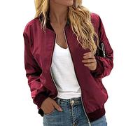 Grüne Jacke Damen Elegante Sommer Bomber Damenjacken Parka Leichte Blusenjacke Fliegerjacke Leicht Zipper Festival Bomberjacke Pilotenjacke Sommerjacken College Hemdjacke Sommermantel Schwarz S-XXL