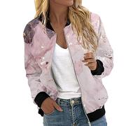 Grüne Jacke Damen Sommerjacken Leicht Kimono Leichte Blouson Bunt Frühjahr Damenjacke Sommerjacke Vintage College Womens Freizeitjacke Bomberjacke Jacket Parka Sommer Sommermantel Kurzjacke Rosa S