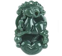 grüne Jade-Halskette, Natürliche Hetian-Jade-Halskette, chinesisches Sternzeichen-Tier-Anhänger-Halskette mit Kordel, Feng-Shui-Reichtum-Halskette for Damen und Herren, grüne Jade-Halskette, Talisman-