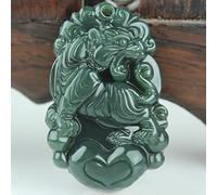grüne Jade-Halskette, Natürliche Hetian-Jade-Halskette, chinesisches Sternzeichen-Tier-Anhänger-Halskette mit Kordel, Feng-Shui-Reichtum-Halskette for Damen und Herren, grüne Jade-Halskette, Talisman-