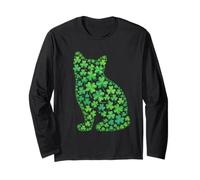 Grüne Katze Kleeblatt Kätzchen St. Patricks Day Männer Frauen Kinder Langarmshirt