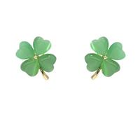 Grüne Katzenaugen-Kleeblatt-Blumen-Ohrringe für Frauen und Mädchen, 925er-Sterlingsilber, hypoallergen, Glücks-Herz, 4-Blatt-Blütenblatt, kleine niedliche Ohrstecker, zierliche Geschenke für Mutter,