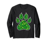 Grüne Katzenpfote Kleeblatt St. Patricks Day Kitty Herren Damen Kinder Langarmshirt