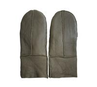 Grüne warme Handschuhe aus echtem Schaffellleder für Damen XL