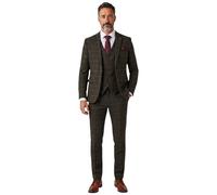 Grüner 3-teiliger Herrenanzug aus Wollmischung und Tweed - Harris 34" (Chest) 28" (Waist)