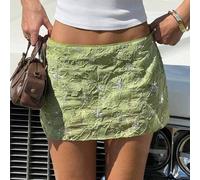 Grüner gewebter kurzer Jacquard-Muster Rock für Frauen