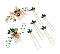 Grüner Kristall funkelnder Haarkamm-Set, handgefertigte Strass-Perlen-Haarnadel, Hochzeit, Kopfbedeckung, Schmuck-Accessoires(J7145GGREEN)
