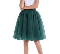 grüner tüllrock grün Damen tüllrock,3 Layers Elastische Hohe Taille tüllrock Damen für Karneval kostüm Tütü Rock Tüll Rock lang,AG,L