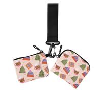 Grüner Weihnachtsbaum Kaffee Damen Kleingeld Geldbörse Kartenhüllen Klein Tragbar Frauen Kreditkartenetui Münzbörse mit Schlüsselanhänger für den täglichen Gebrauch 2 Stück, Grüner