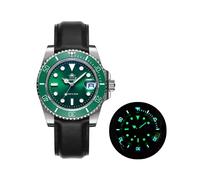 (Grünes Leder) Neue Modeuhr Edelstahl Taucheruhr 200M C3 Super Luminous Sport Luxusuhr
